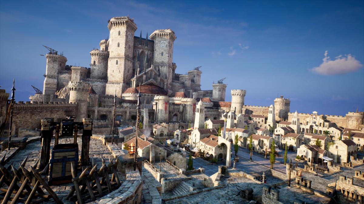 Throne & Liberty's world features majestic fortresses.